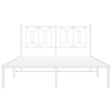 Metal Bed Frame without Mattress with Headboard White 140x200cm 376178