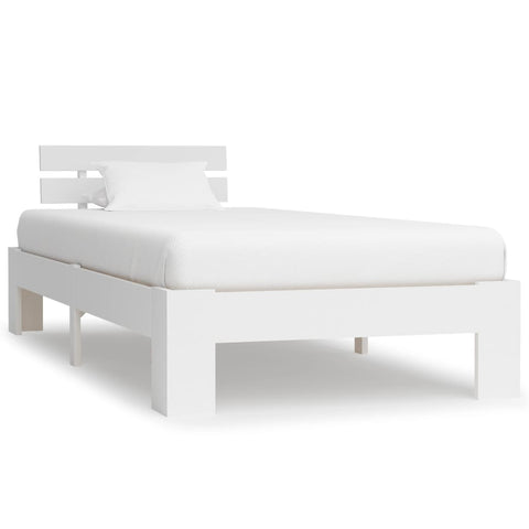 Bed Frame without Mattress White Solid Pine Wood 90x200 cm 283154