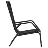 Garden Chair Black Poly Rattan, Powder-Coated Steel Medium 48581