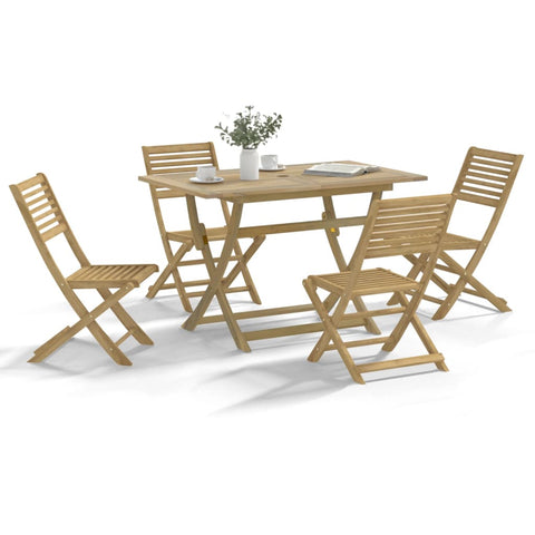 ZNTS 5 Piece Garden Dining Set Solid Wood Acacia 3295001