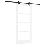 Sliding Door White 93 x 211 cm Solid Pine Wood and Glass 3332318