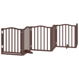 Dog Gate with Door Foldable 12 Panels Brown 600 cm Poplar Wood 3155604