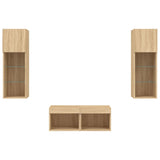 4 Piece TV Wall Cabinets with LED Lights Sonoma Oak 3216578
