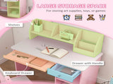 Two-Piece Kids Desk and Chair Set with Storage, for Ages 5-8 Years - Pink T3398P347723