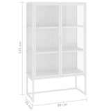 335884 Highboard White 80x35x135 cm Steel and Tempered Glass