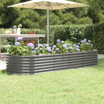 ZNTS Garden Raised Bed Powder-coated Steel 224x80x36 cm Grey 318919