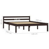 Bed Frame without Mattress Dark Brown Solid Pine Wood 120x200 cm 283204