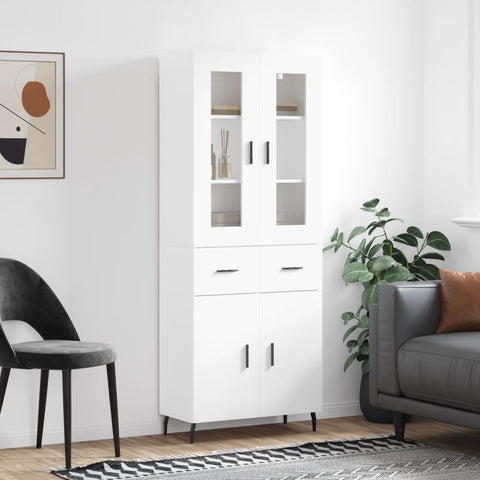 Highboard White 69.5x34x180 cm Engineered Wood 3198545