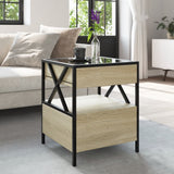 ZNTS Coffee Table with Infinity LED Sonoma Oak 40x40x51 cm 847718