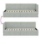 Corner Bed Frame with Headboard Light grey 80 x 200 cm Velvet 42016246