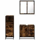 3 Piece Bathroom Furniture Set Smoked Oak Engineered Wood 3301017