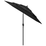 3-Tier Garden Parasol with Aluminium Pole Black 2.5 m 313866