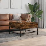 ZNTS Coffee Table Smoked Oak 80x80x45 cm Engineered Wood and Metal 845403