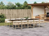 Garden Dining Set Beige, Cream White, Black PE Rattan 10-seater 3211294