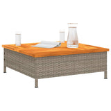 Garden Table Grey 70x70x25 cm Rattan and Acacia Wood 3281630