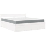 Bed with Drawers and Mattress White 180x200 cm Super King Solid Wood Pine 3281890