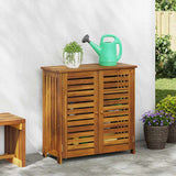 Garden Cabinet Natural 90 x 40 x 90cm Solid Acacia Wood 42001371