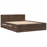 Bed Frame with Headboard without Mattress Brown Oak 160x200 cm 3295554