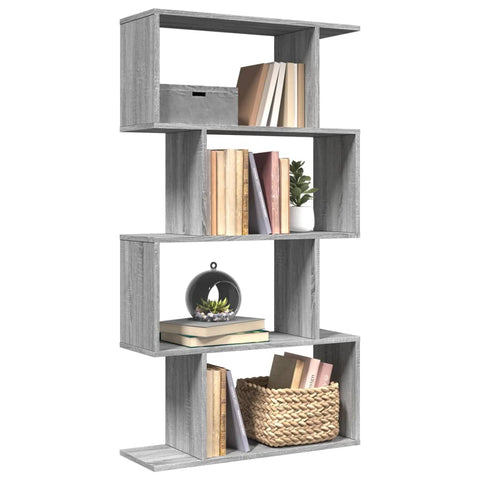 ZNTS Room Divider Bookcase 4-Tier Grey Sonoma 70x24x129 cm Engineered Wood 858107