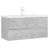 Sink Cabinet with Built-in Basin Concrete Grey Engineered Wood 3071652