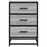 ZNTS Bedside Cabinet Grey Sonoma 40x34.5x60 cm Engineered Wood and Metal 848722