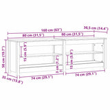 Shoe Bench with Shelf with Storage Wax Brown 160 x 36.5 x 50 cm 869979