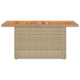 Garden Table Beige 100x55x73 cm Poly Rattan and Acacia Wood 366065