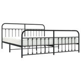 Bed Frame Black Powder-Coated Steel Double Bed Frame 352603
