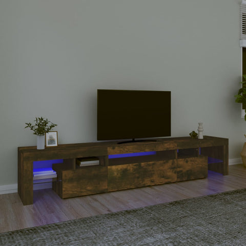 ZNTS TV Cabinet with LED Lights Smoked Oak 215x36.5x40 cm 3152799