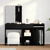 LED Dressing Table Set with Drawer Black Oak 140 x 40 x 140 cm 3333045