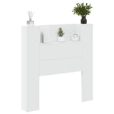 Storage Headboard with LED White Engineered Wood 3418645