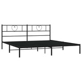 Metal Bed Frame without Mattress with Headboard Black 193x203cm 355469