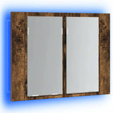 LED Mirror Cabinet Smoked Oak 60x12x45 cm Engineered Wood 822841