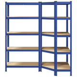 2 Piece 5-Layer Shelves Set Blue Steel&Engineered Wood 3307625