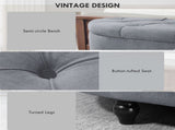 Velvet-Feel Half Circle Storage Ottoman - Dark Grey T3398P328272
