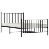 Metal Bed Frame without Mattress with Footboard Black 107x203cm 350878