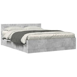Bed Frame with Headboard without Mattress Concrete Grey 150x200 cm King Size 3295558