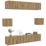6 Piece TV Cabinet Set Wall-mounted Artisan Oak Engineered Wood 3328990