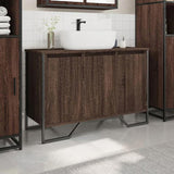 Bathroom Sink Cabinet Brown Oak 91x35x60 cm Engineered Wood 848663