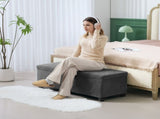 Storage Ottoman Bench, Corduroy Footstool with Removable Lid and Legs, 112cm Storage Chest Box for T3398P328265