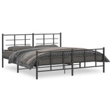 Metal Bed Frame without Mattress with Footboard Black 180x200cm 355583