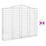 Arched Gabion Baskets 4 pcs 200x30x160/180 cm Galvanised Iron 3145495