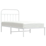 Bed Frame White Steel Single Bed Frame Rectangular Industrial 352620