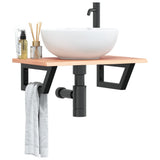 Basin Shelf Wall Mounted Steel and Solid Wood Oak 3302563