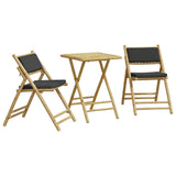 3 Piece Folding Bistro set with Dark Grey Cushions Bamboo 3208934