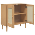 Sideboard SENJA Rattan Look Brown 80x35x80 cm Solid Wood Pine 358031