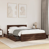 Bed Frame with Headboard without Mattress Brown Oak 140x200 cm 3295568