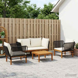 5 pcs Solid Acacia Wood & Rope Natural 3407718