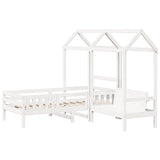 Bed and Bench Set with Roof without Mattress White 75x190 cm Small Single 3282184