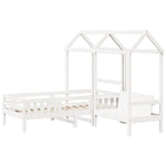 Bed and Bench Set with Roof without Mattress White 75x190 cm Small Single 3282184